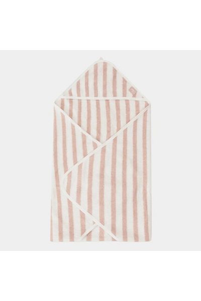 Jollein Hooded Towel, Cotton, 75 x 75 cm, Stripe Terry Wild Rose