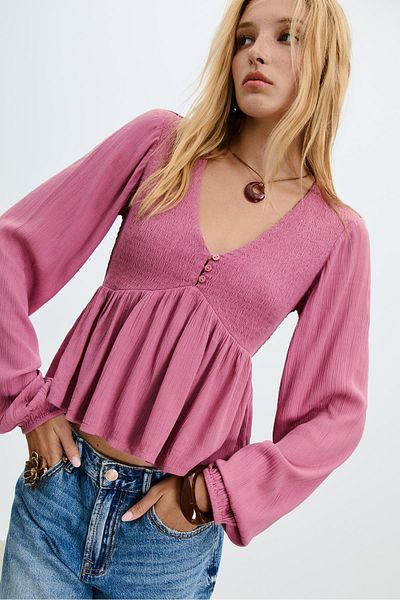 Stradivarius Loose-fitting long sleeve blouse