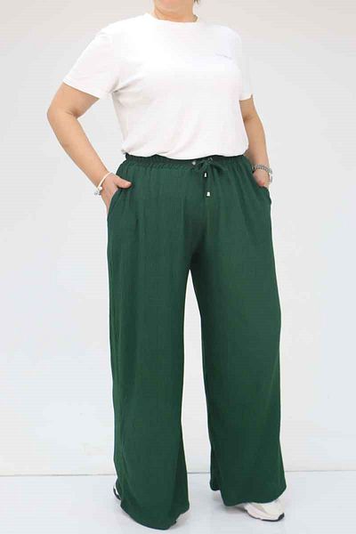 Eslina 39012 Large Size Loose Baggy Pants - Emerald