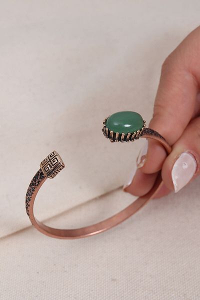 Süspüs Accessories Pure Copper Authentic Bracelet with Green Agate Stone (Natural Stone)
