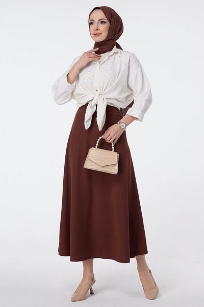 TOFİSA A-Line Skirt Brown - 27075