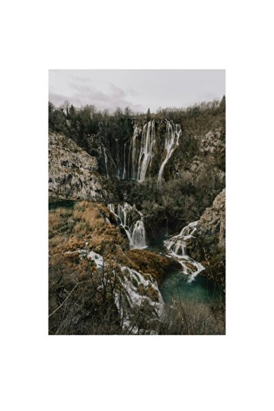 OEM Tablou Canvas, Cascada în peisaj de toamnă tăcută, 50 x 70cm