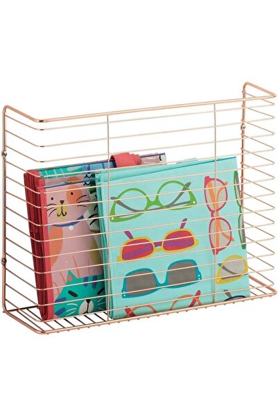 OEM Wall magazine rack, metal, rose gold, 43.8 x 33.3 x 12.7 cm