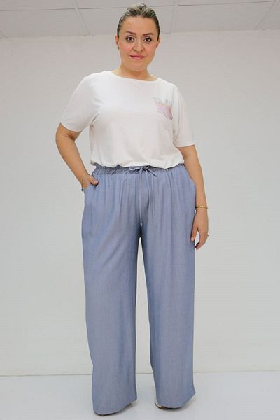 Eslina 59006 Large Size Loose Xons Trousers - Navy Blue