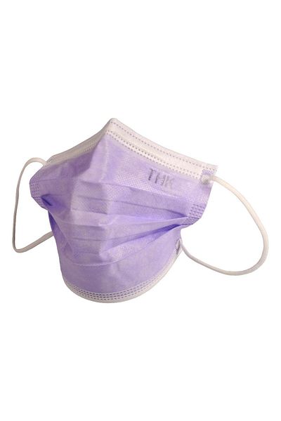 THK Set of 10 Medical Face Masks, THK, individually wrapped, 3 ply, 3 layers, Purple/White