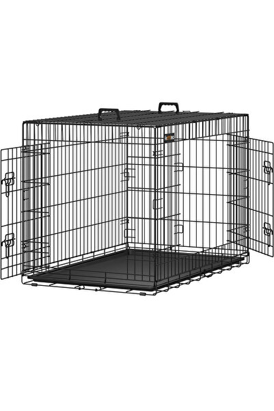 feandrea Cusca pentru animale, 2 usi, pliabila din metal, tava detasabila, XL...