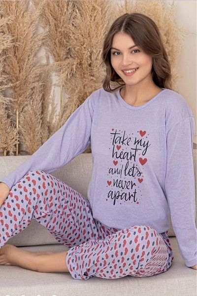 Farya Home Set de pijamale pentru femei, cu mâneci lungi, cu modele, economic, Ecodream