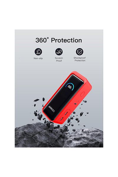 O Ozone Anker Prime Power Bank 9600mAh 65W Case Cover with Lanyard | Silicone Series | Red