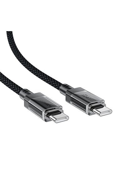 Royal Type-C to Type-C Data Cable 60W, High-Speed Charging, 1.2m, Nylon, Acefast C12 03, Black
