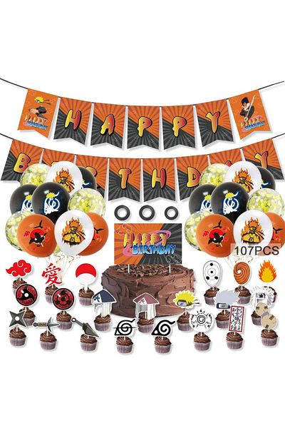 MEISHANG Naruto children's birthday set, paper/latex, multicolor, 43 pieces