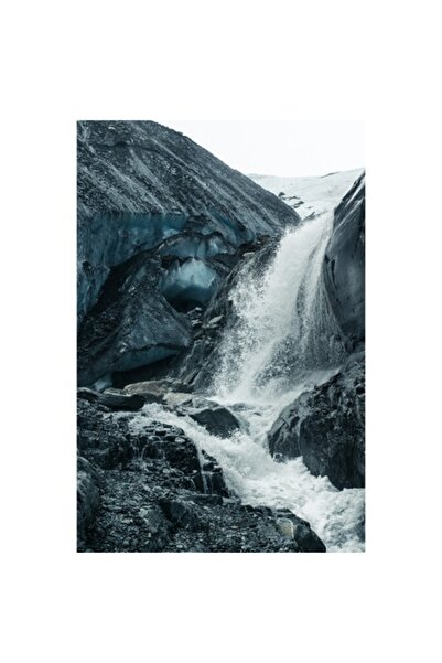 OEM Tablou Canvas, 'Cascada rece pe inaltimi glaciale', Cascada, Gheata, Munti, Stanci, Apa, Natura, Rec