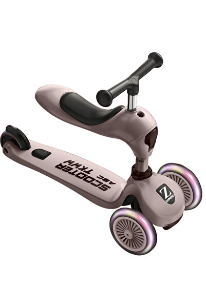 Elindor Trotinetă 2 în 1 pentru copii cu scaun, roți luminoase, 1-5 ani, 60 kg, roz