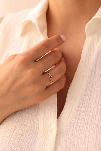 YAVUZ KUYUMCULUK 14 Ayar Altın Taşlı Kalp Yüzük