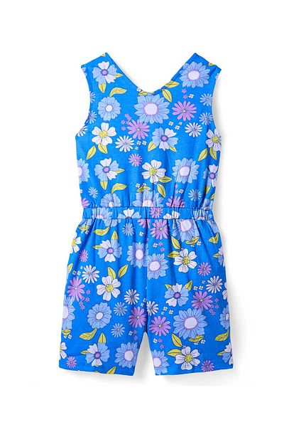 Primo Gino Cotton Sleeveless All Over Printed Jumpsuit - Blue