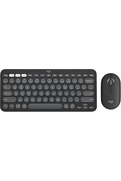 logitech مجموعة Pebble 2، لوحة مفاتيح وماوس لاسلكيان، هادئة وقابلة للحمل