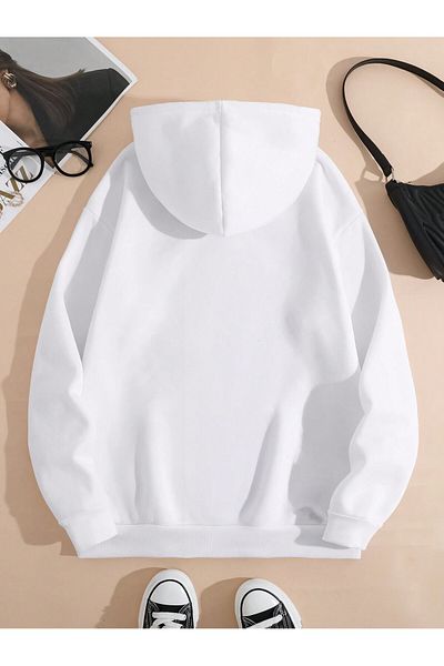 aynewmoda Cartoon Graphics, Logo, Kangaroo Pocket and Lace-Up Hoodie