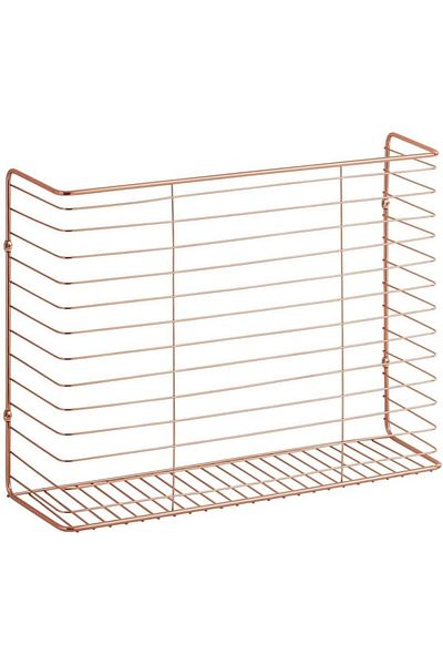 OEM Wall magazine rack, metal, rose gold, 43.8 x 33.3 x 12.7 cm