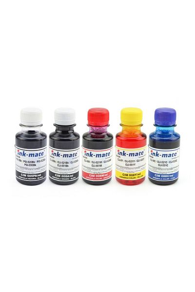 Piklinkmate Canon refillable cartridge ink in 5 colors, 2 bottles black 100 ml