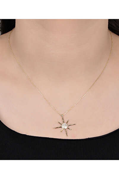 kuyumcu nurettin 2 gr (GRAM) Taşlı Kuzey Yıldızı Kolye Zincir 45 Cm 14 Ayar A...