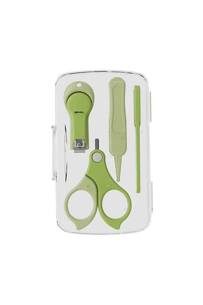 Royal Set de îngrijire a unghiilor 4 în 1 pentru bebeluși, cutie transparentă de depozitare, 0-6 ani, verde