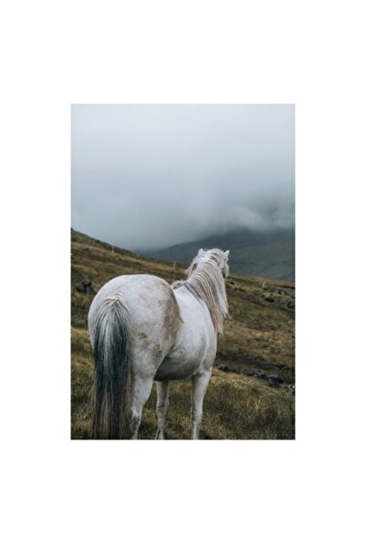 OEM Pictură pe pânză, „Mătasea vântului pe dealuri verzi”, Cal, Nor, Ceață, P...