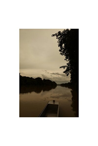 OEM Pictură pe pânză, „Barcă solitară pe un râu liniștit”, 70 x 100cm