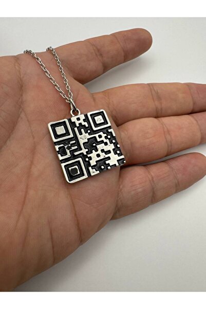Herşey Nota Qr Code Figured Metal Necklace – Unisex Accessory with 60 cm Chain