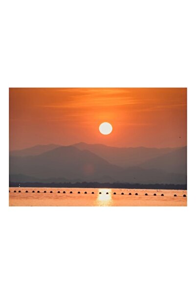 OEM Pictură pe pânză, „Soarele răsare peste munți tăcuți”, Apus de soare, Mun...