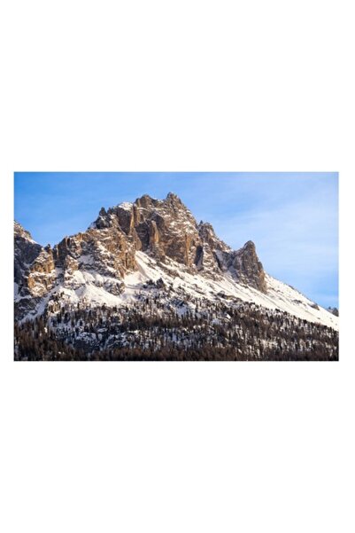 OEM Pictură pe pânză, „Măreția munților înghețați sub soare”, Stâncă, Grandoare, Zăpadă, Cer, Pădure,