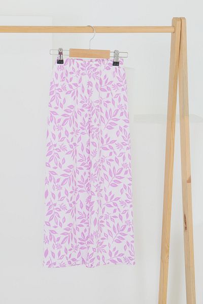 TOFİSA Girl's Lilac Floral Patterned Trousers - 27499