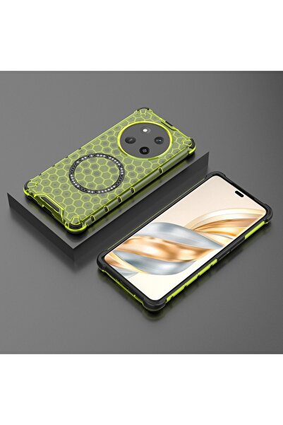 SKYDDAR INNOVATION Θήκη για Honor X9c / Magic7 Lite, HoneyComb Shield MagSafe, Antisoc, σετ αυτοκόλλητων, Πράσινη