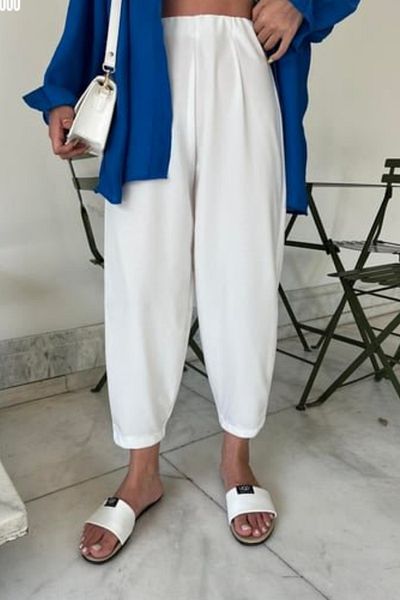 MORE MOSS Full Lycra Shalwar Balloon Trousers with Elastic Waist
