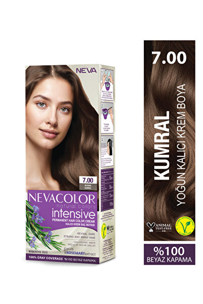 Neva Color INTENSIVE 7.00 KUMRAL Kalıcı Krem Saç Boyası Seti
