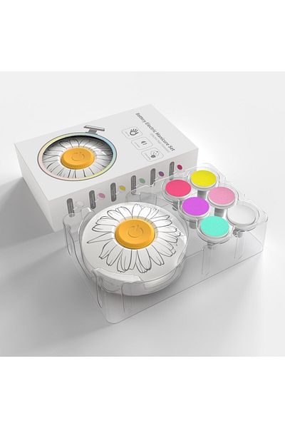 Royal Set Electric File for Children and Babies, ABS, USB Charging, Flower Model, 6 Accessories, with LED