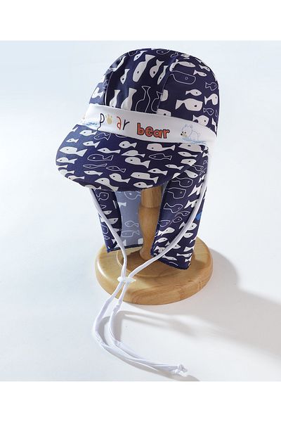 SAPS All Over Fish Printed Swimming Cap - Navy Blue