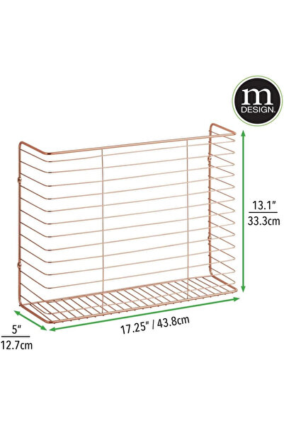 OEM Wall magazine rack, metal, rose gold, 43.8 x 33.3 x 12.7 cm