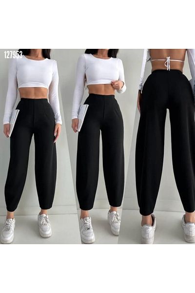 MORE MOSS Full Lycra Shalwar Balloon Trousers with Elastic Waist
