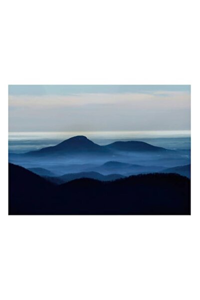 OEM Pictură pe pânză, „Valuri albastre în zori”, Albastru, Munți, Cețos, Peisaj, Seninătate, Orizont, Cer, 50