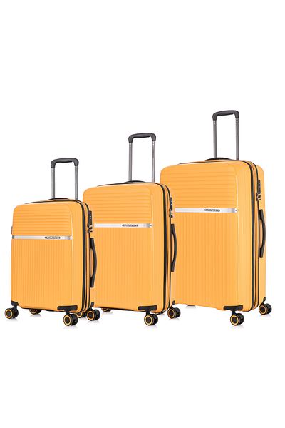 CABIN PRO Trolley Luggage Set of 3 - Polypropylene Hard Shell Suitcase - TSA Lock - Spinner Wheels - Yellow