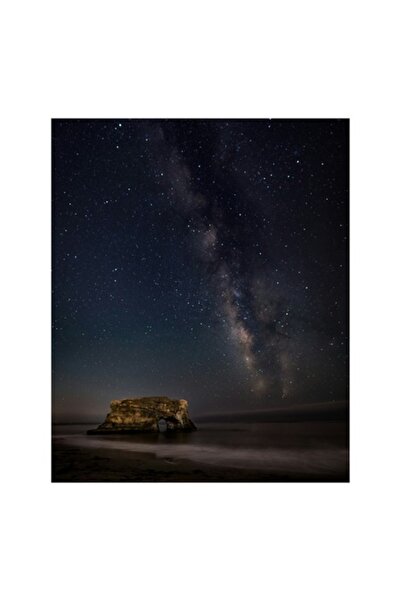 OEM Pictură pe pânză, „Calea Lactee deasupra unui arc stâncos”, Stele, Arc, Ocean, 100 x 100cm