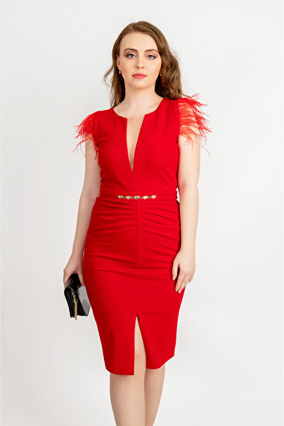 OEM Elegant Evea Occasion Dress, Red - Fofy - S(36)