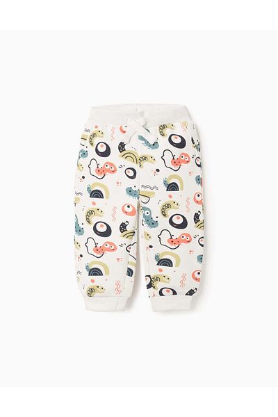 Ziddy Brushed Joggers with Motif for Boys 'Bugs', White