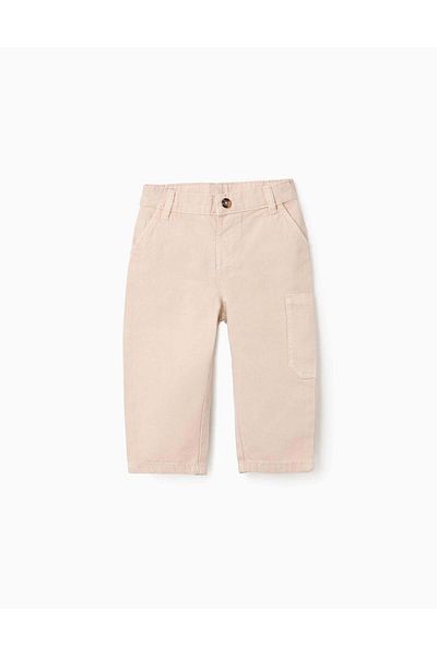 Ziddy Cotton Cargo Trousers for Baby Boys, Beige