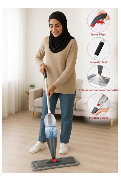 Generic ممسحة رش، وسادات من الألياف الدقيقة (قابلة للغسل في الغسالة) ممسحة دوارة 360 درجة للأرضيات