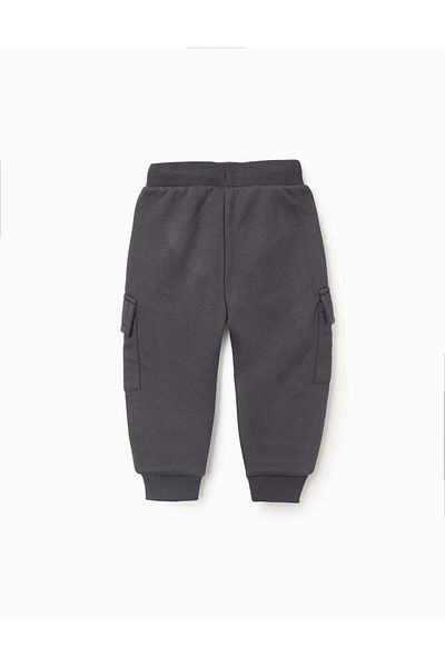 Ziddy Joggers Sweatpants with Cargo Pockets for Baby Boys, Grey