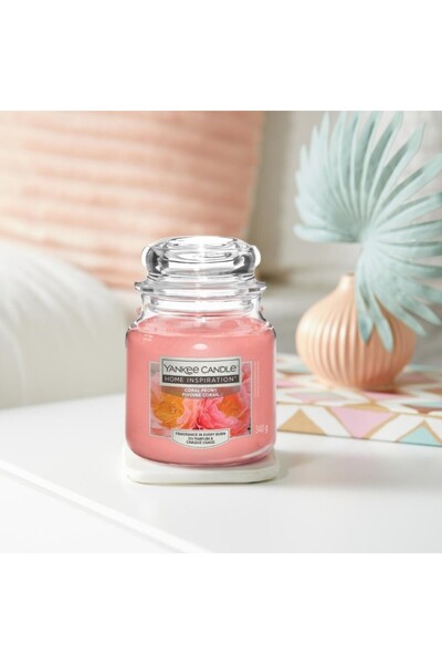 Yankee Candle Scented Candle Medium Jar, Coral Peony, 340gr
