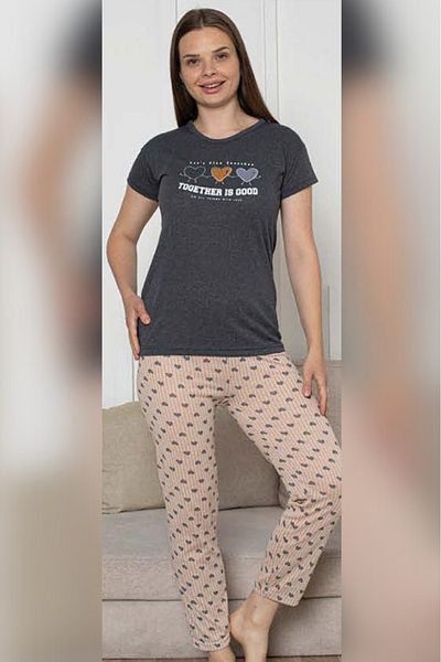 Farya Home Ecodream Short Sleeve Patterned Economic Women's Pajama Set
