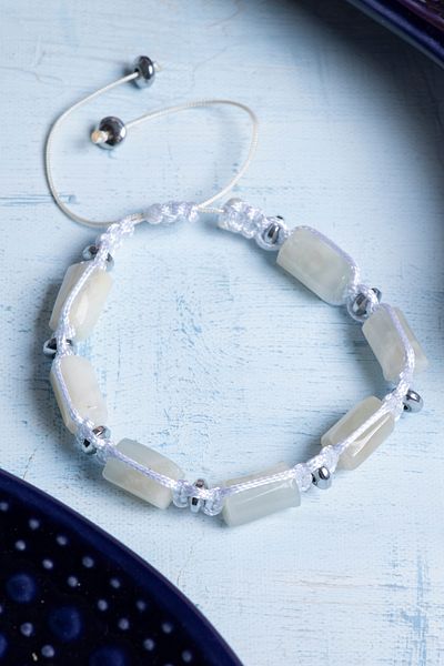 DENİZ Certified Macrame Moonstone Natural Stone Bracelet