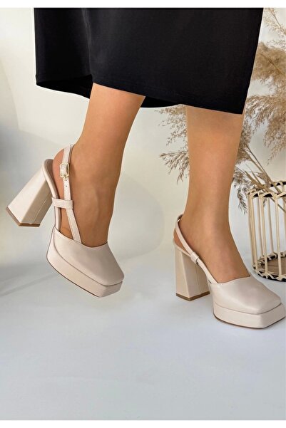 hibiscus Mety Beige Skin Heeled Shoes