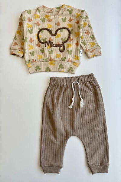 ANILÇO BABY Unisex Double Baby Set with Colorful Mickey